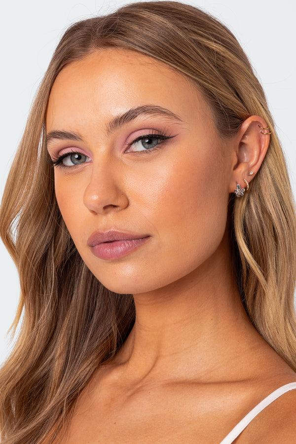 Edikted Bow Huggy Hoop Earrings Silver