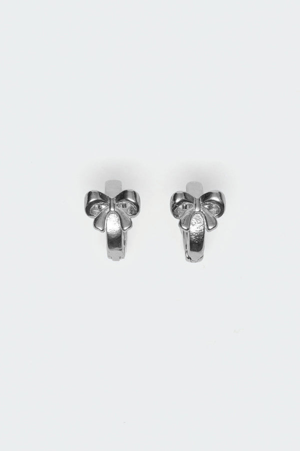 edikted Bow Huggy Hoop Earrings silver