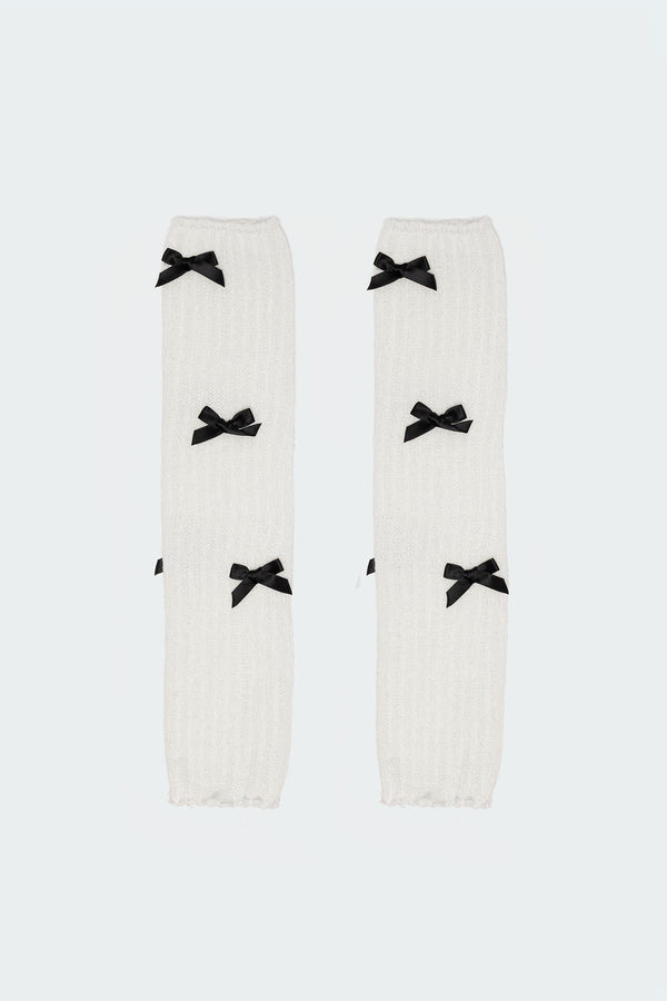 Edikted Bow Leg Warmers White And Black
