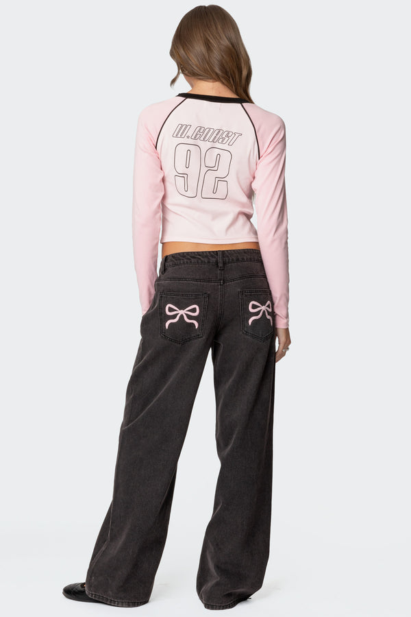 edikted Bow Pocket Relaxed Jeans black washed