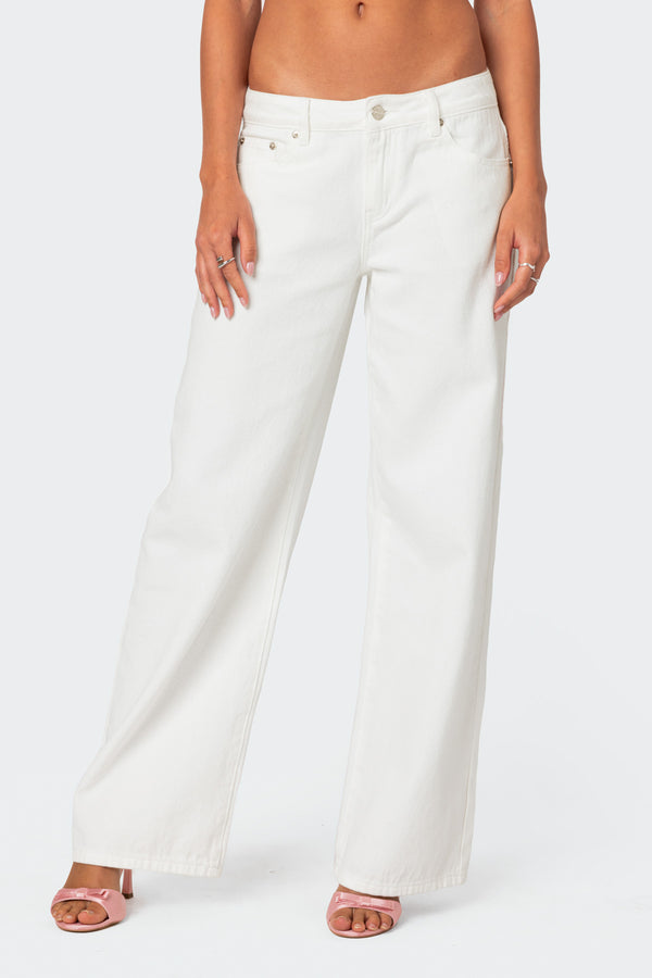 Edikted Bow Pocket Relaxed Jeans White