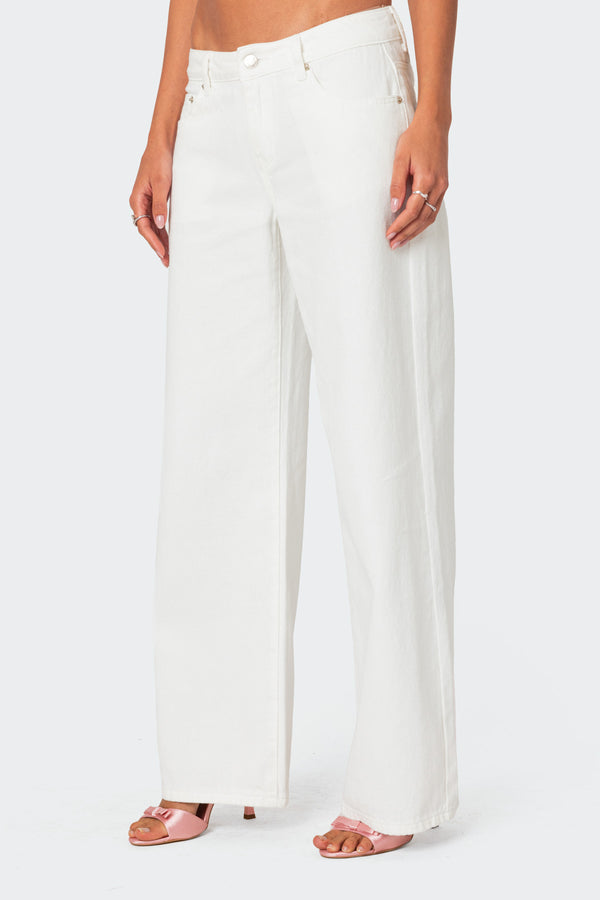 Edikted Bow Pocket Relaxed Jeans White
