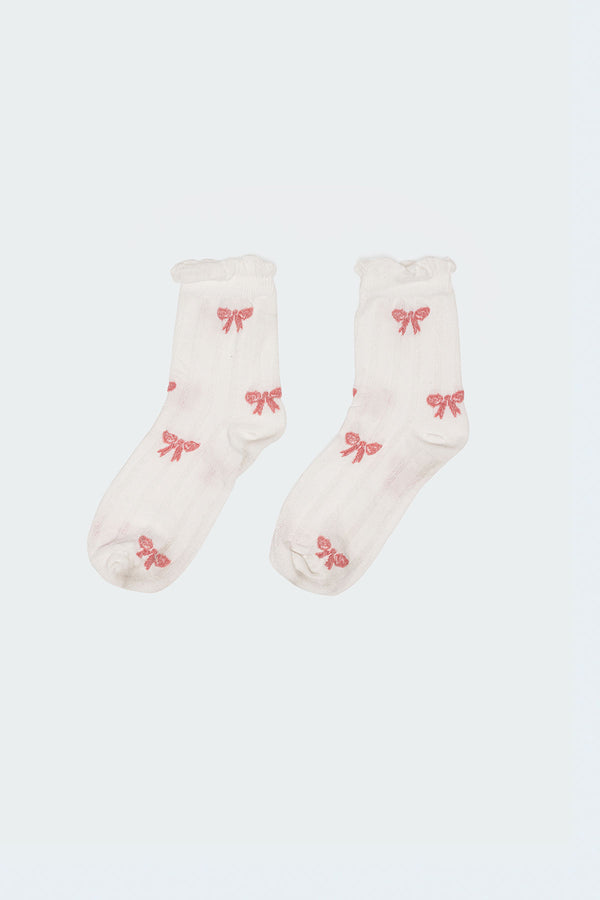 Edikted Bow Printed Socks White