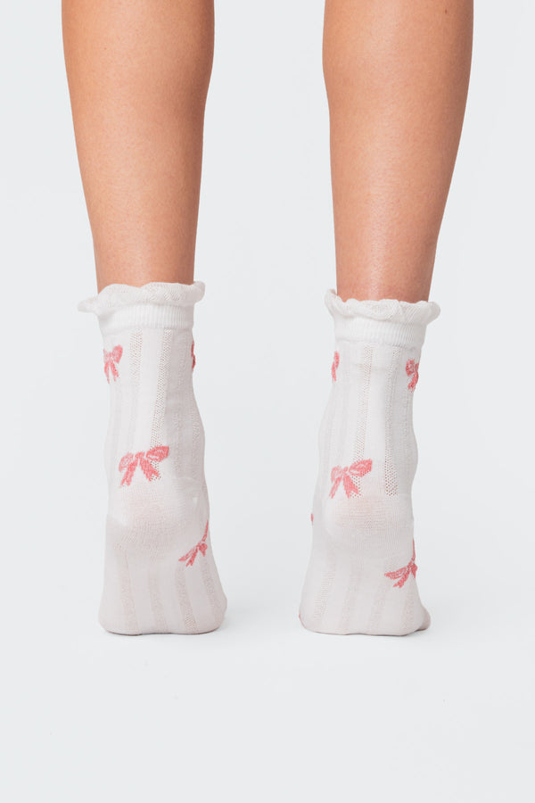 Edikted Bow Printed Socks White