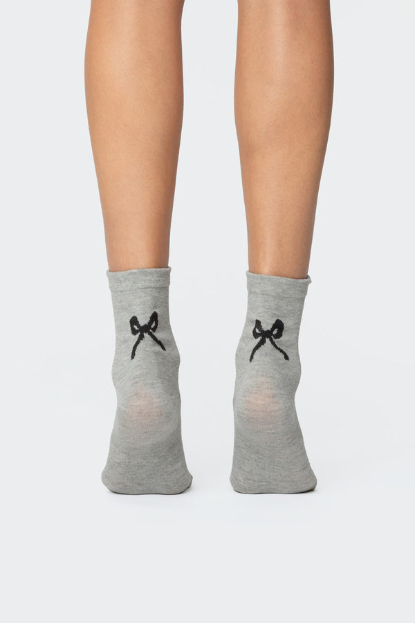 edikted Bow Socks gray