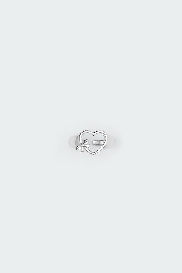 edikted Bowed Heart Ring silver