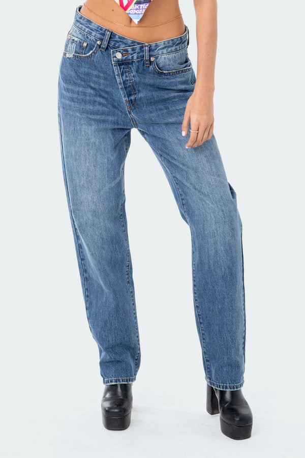 Edikted Boyfriend Jeans Blue
