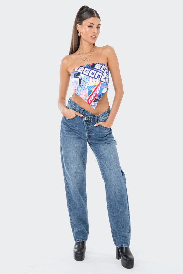 Edikted Boyfriend Jeans Blue