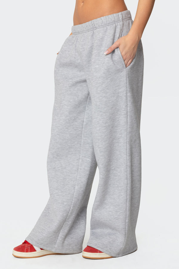 Edikted Boys Cry Wide Leg Sweatpants Gray Melange