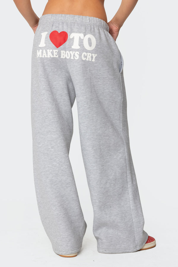 Edikted Boys Cry Wide Leg Sweatpants Gray Melange