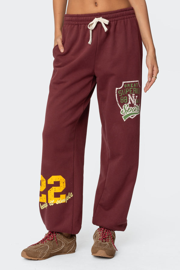 Edikted Bramty Oversized Sweatpants Burgundy