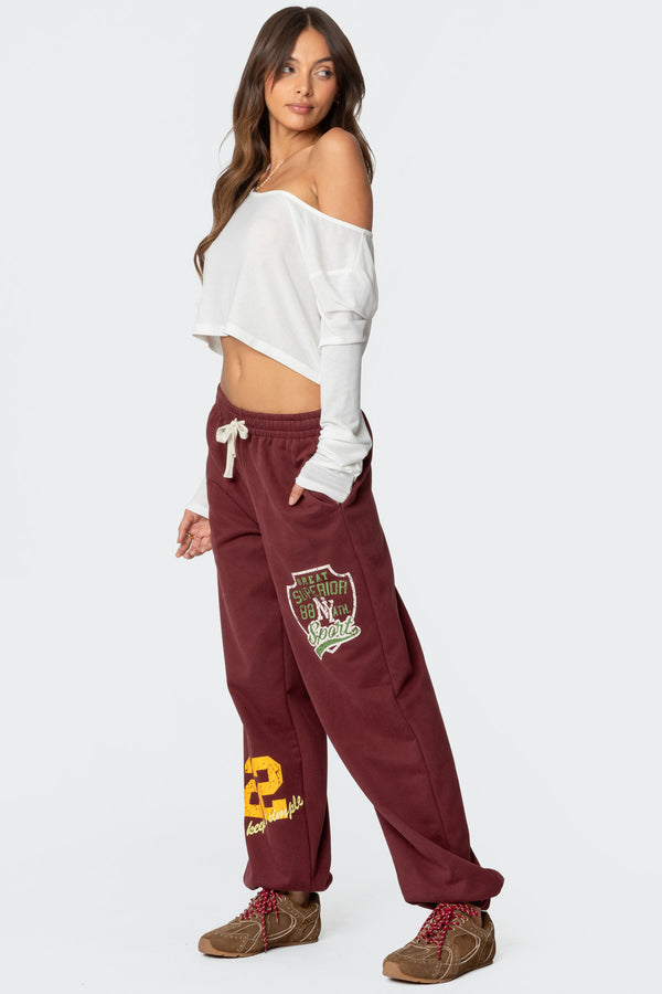 Edikted Bramty Oversized Sweatpants Burgundy