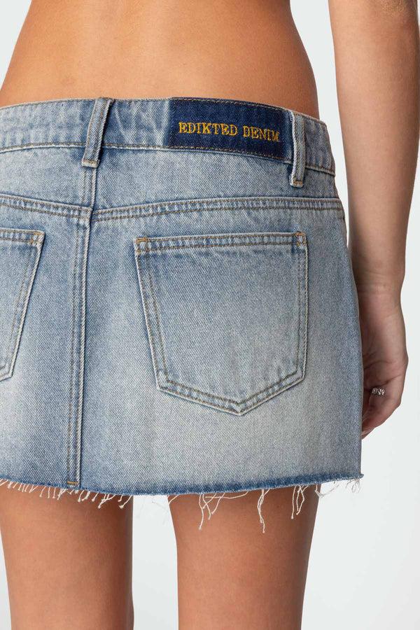 Edikted Brantley Denim Mini Skirt Blue