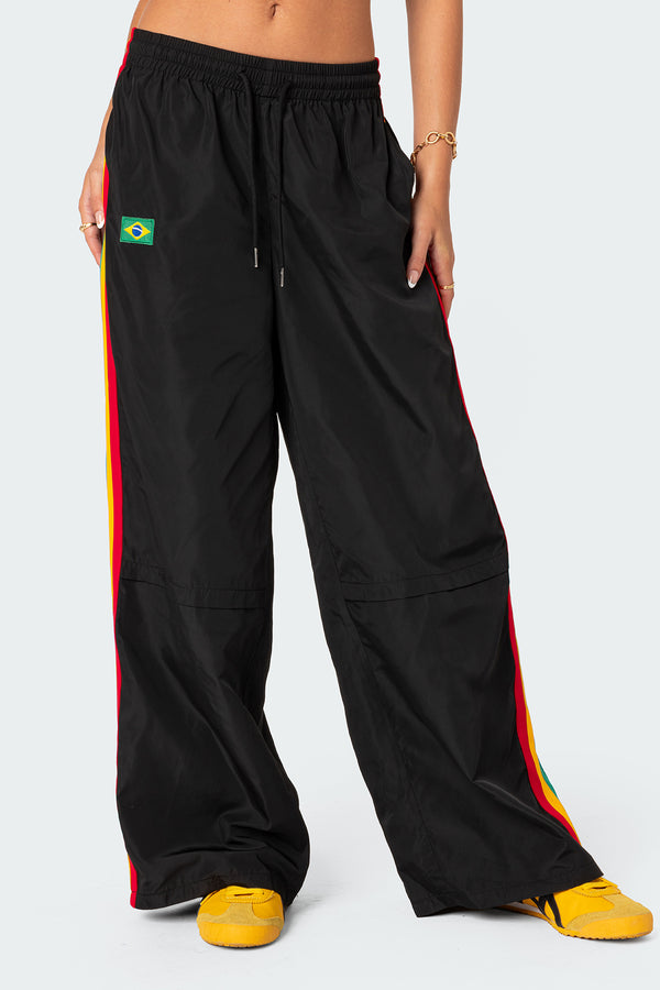 Edikted Brasil Nylon Track Pants Black