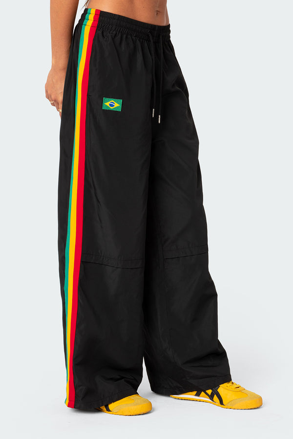 Edikted Brasil Nylon Track Pants Black
