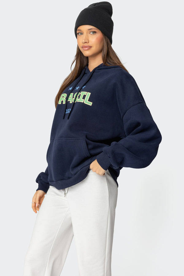 Edikted Brasil Oversized Hoodie Navy