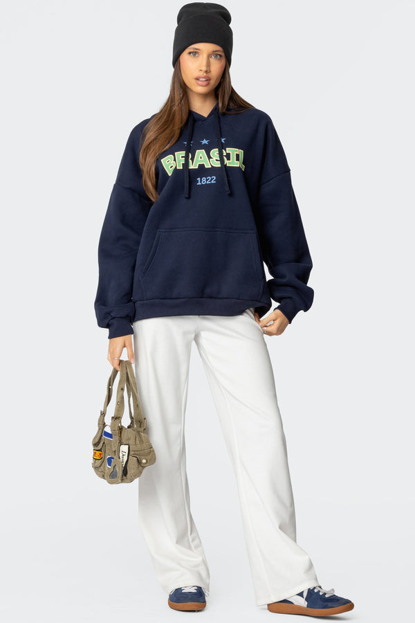 Edikted Brasil Oversized Hoodie Navy