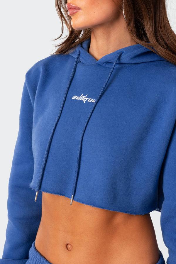 Edikted Brenna Cropped Hoodie Blue