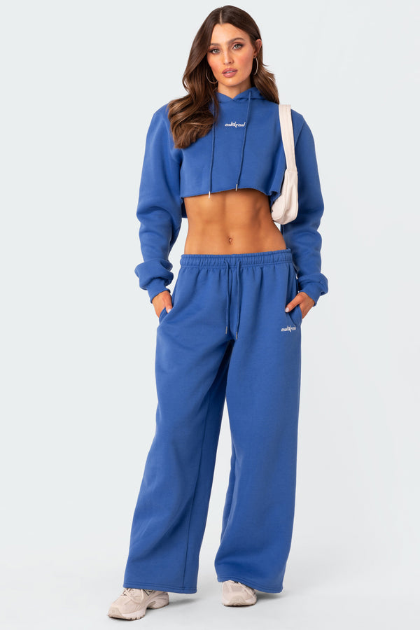 Edikted Brenna Cropped Hoodie Blue