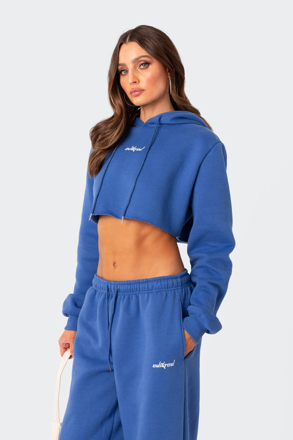 Edikted Brenna Cropped Hoodie Blue