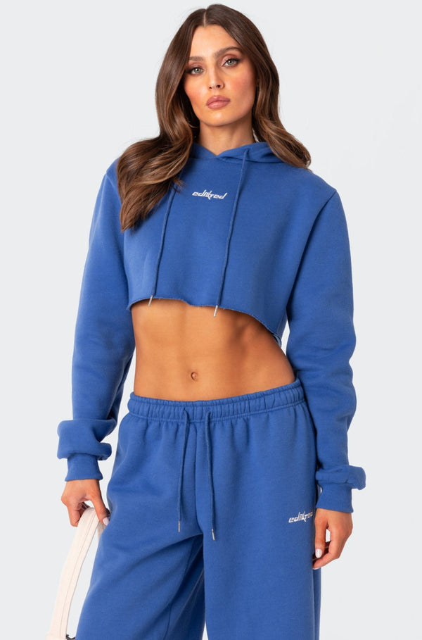 edikted Brenna Cropped Hoodie blue