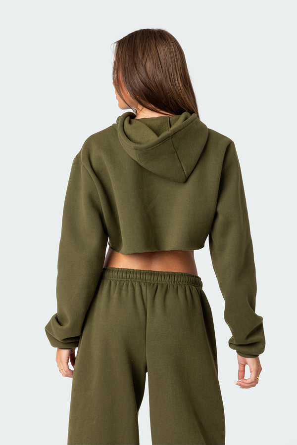 Edikted Brenna Cropped Hoodie Olive