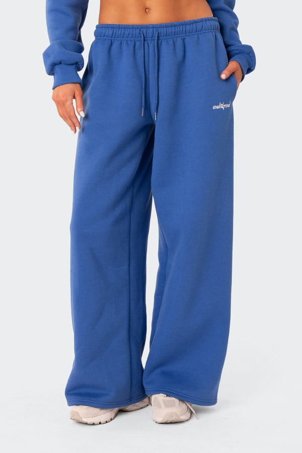 Edikted Brenna Low Rise Wide Sweatpants Blue