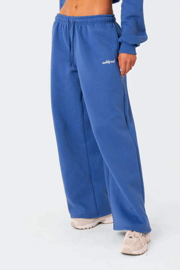 Edikted Brenna Low Rise Wide Sweatpants Blue
