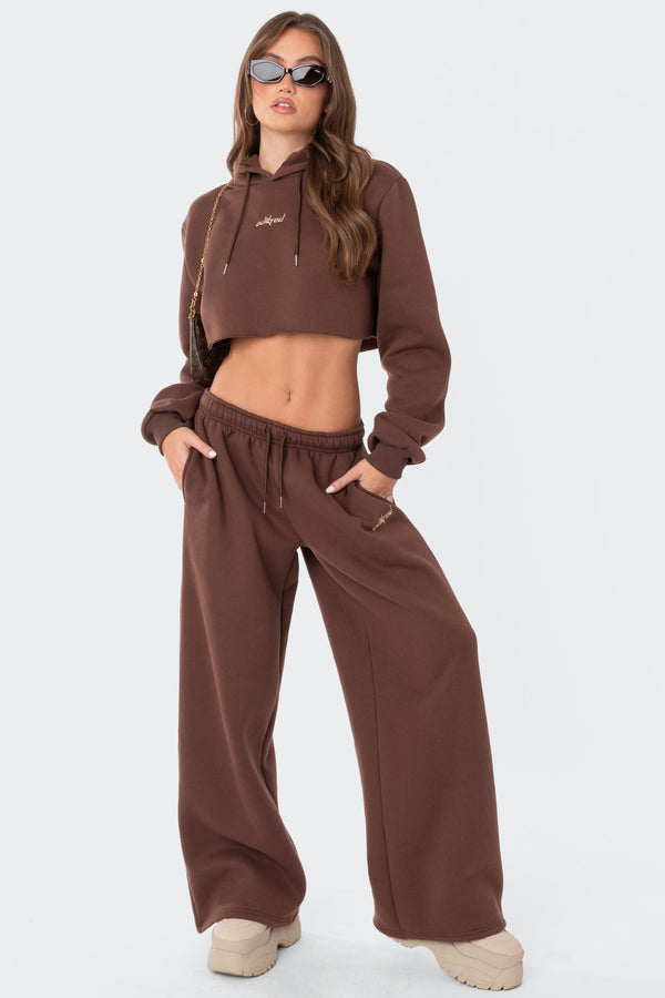 edikted Brenna Low Rise Wide Sweatpants brown