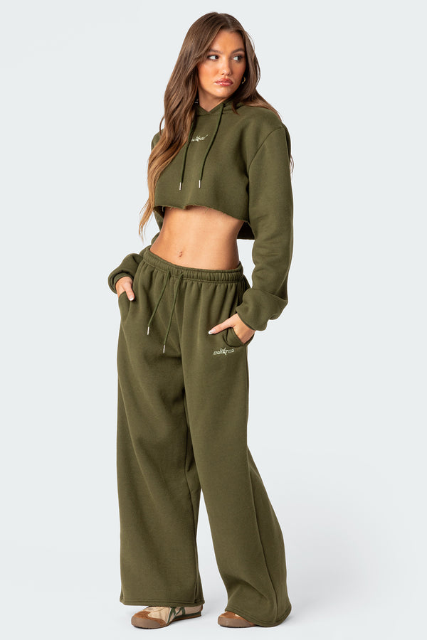 edikted Brenna Low Rise Wide Sweatpants olive