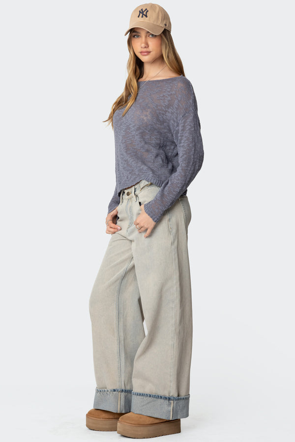 Edikted Bri Oversized Boat Neck Sweater Blue
