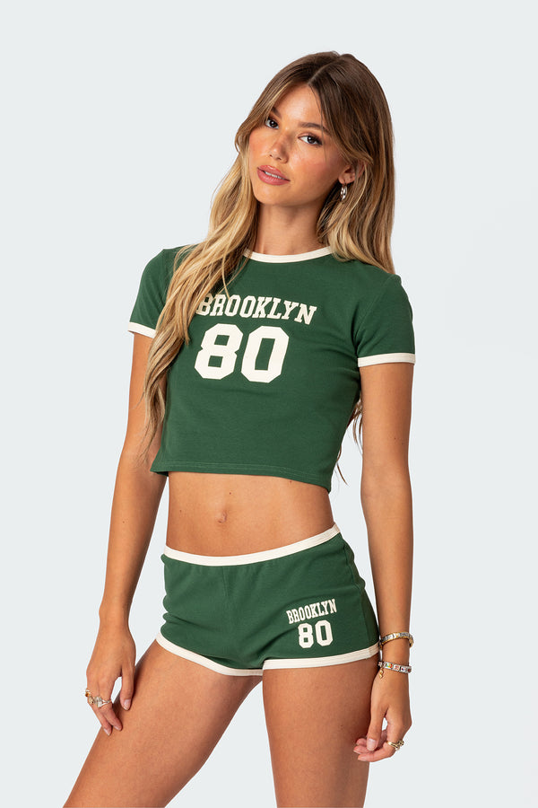 Edikted Brooklyn Contrast T Shirt Green