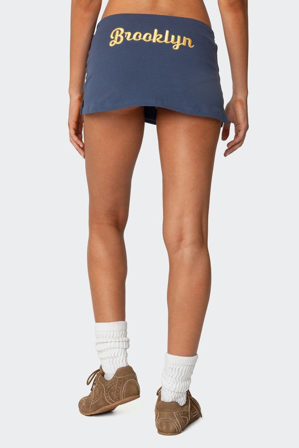Edikted Brooklyn Embroidered Micro Skort Blue