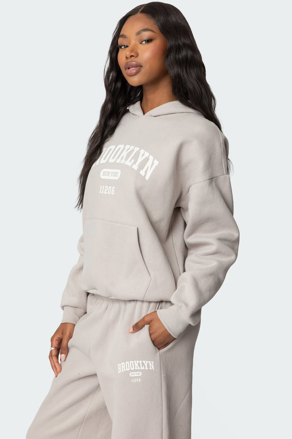 Edikted Brooklyn NY Hoodie Beige