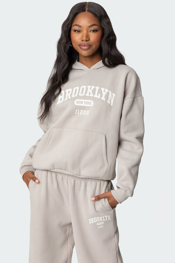 edikted Brooklyn NY Hoodie beige
