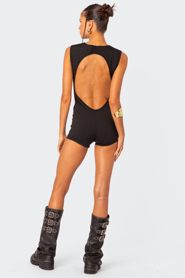 edikted Brynley Open Back Romper black