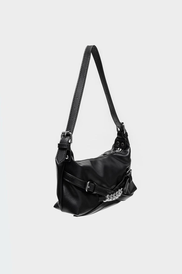 Edikted Buckle & Chain Shoulder Bag Black