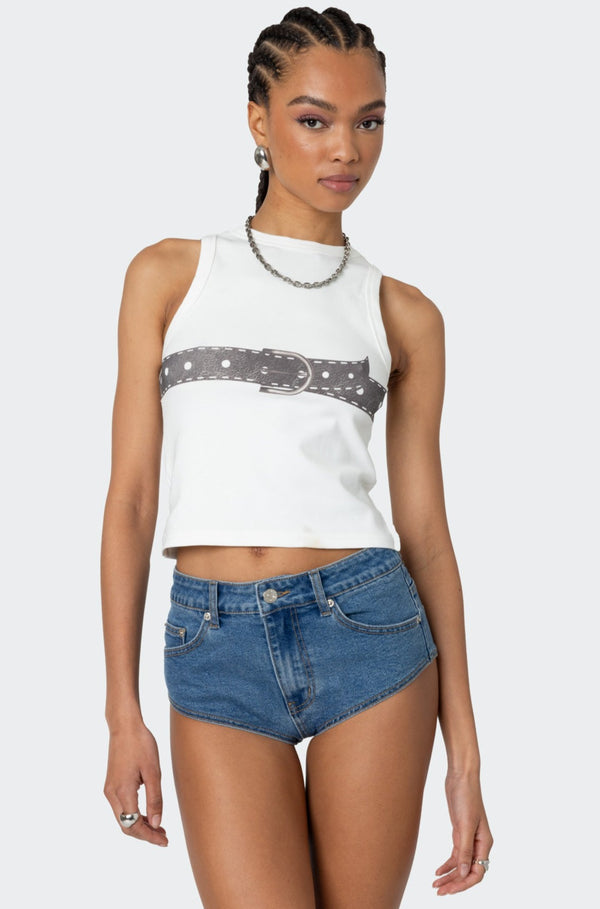 edikted Buckled Up Tank Top white