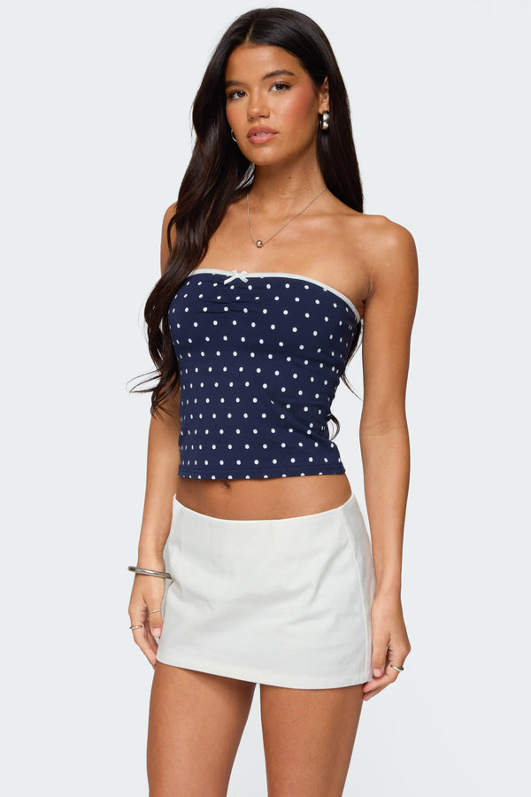 Edikted Built In Bra Polka Dot Top Navy