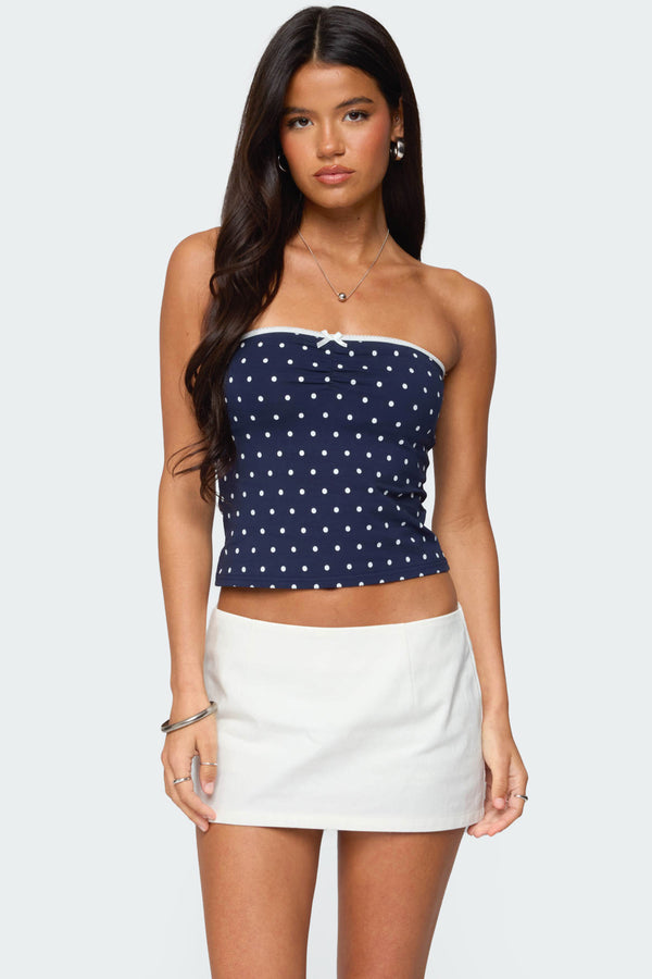 edikted Built In Bra Polka Dot Top navy