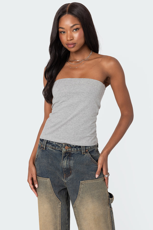 edikted Built In Bra Tube Top gray melange