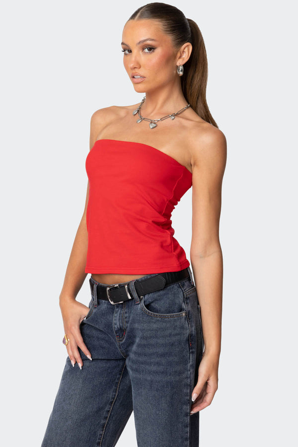 Edikted Built In Bra Tube Top Red