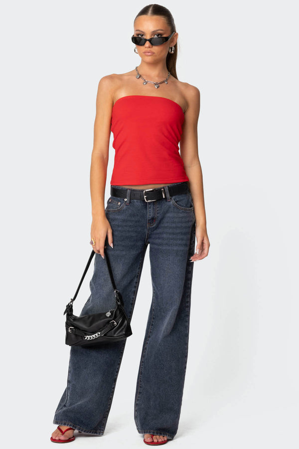 Edikted Built In Bra Tube Top Red