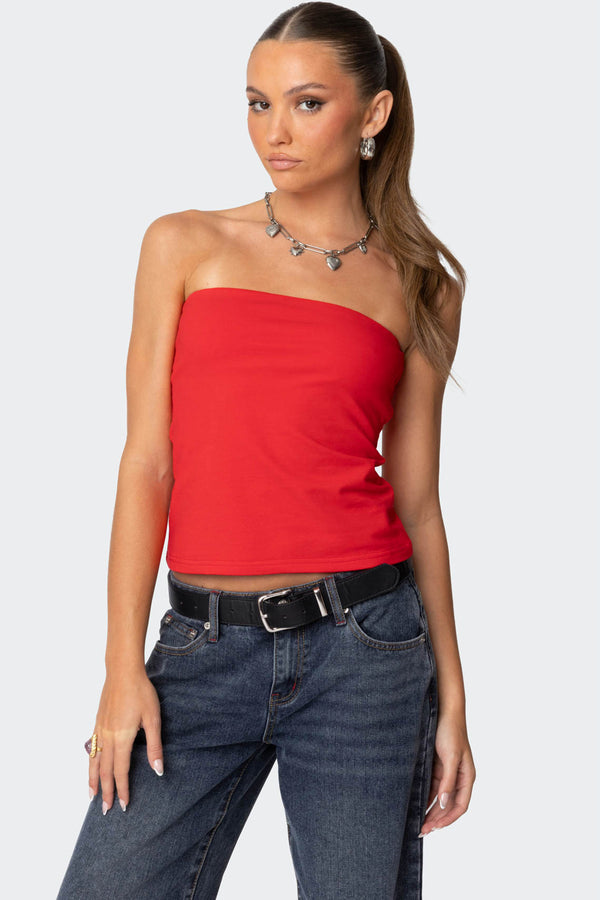 edikted Built In Bra Tube Top red