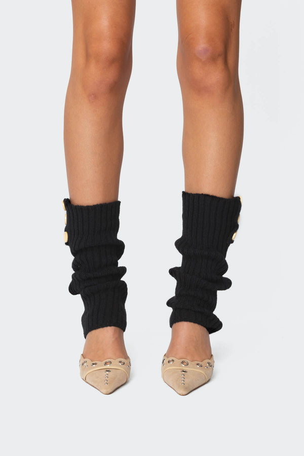 Edikted Button Leg Warmers Black