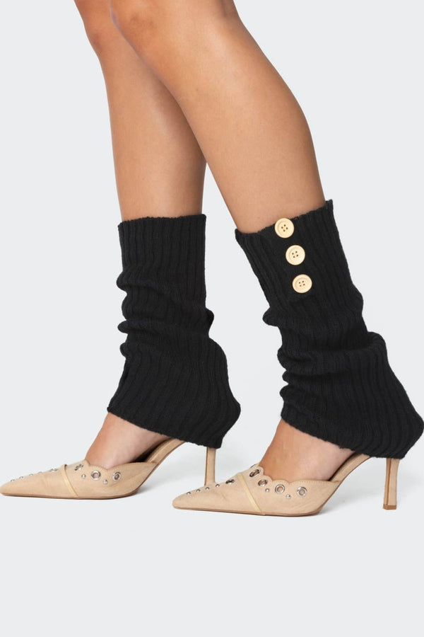 edikted Button Leg Warmers black