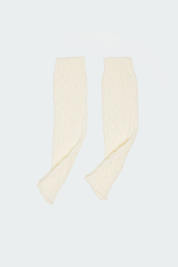 Edikted Cable Knit Leg Warmers Cream