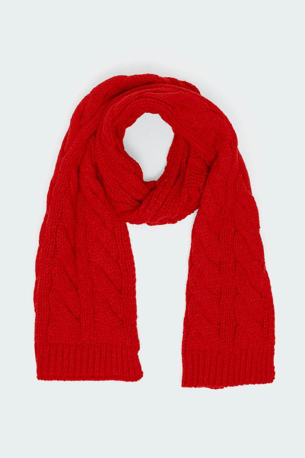 Edikted Cable Knit Scarf Red