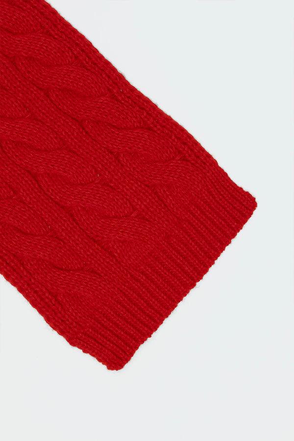 Edikted Cable Knit Scarf Red
