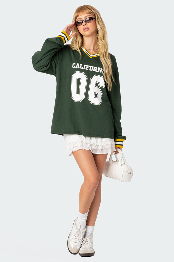 Edikted Cali Oversized Baseball T-Shirt Green